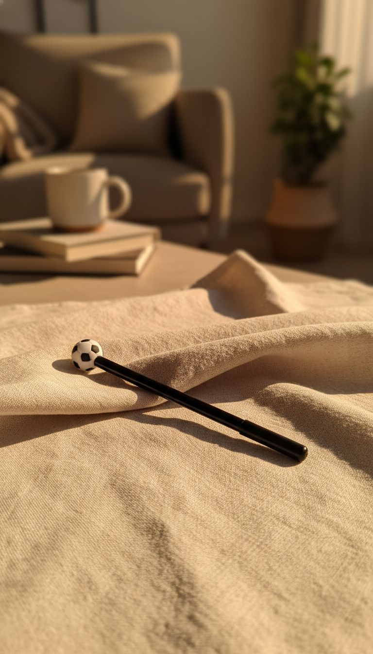 Caneta preta com ponteira em formato de bola de futebol, ideal para decorar seu cantinho de estudos ou trabalho.